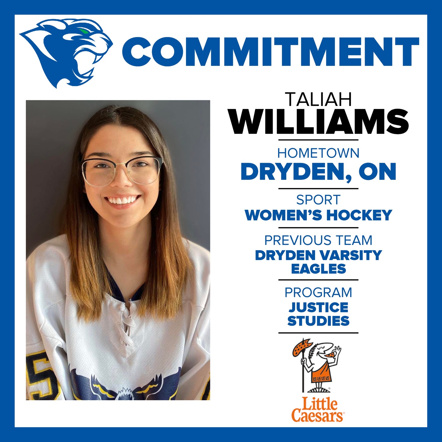 Women's Hockey Proudly Announces Taliah Williams has Committed to the Program